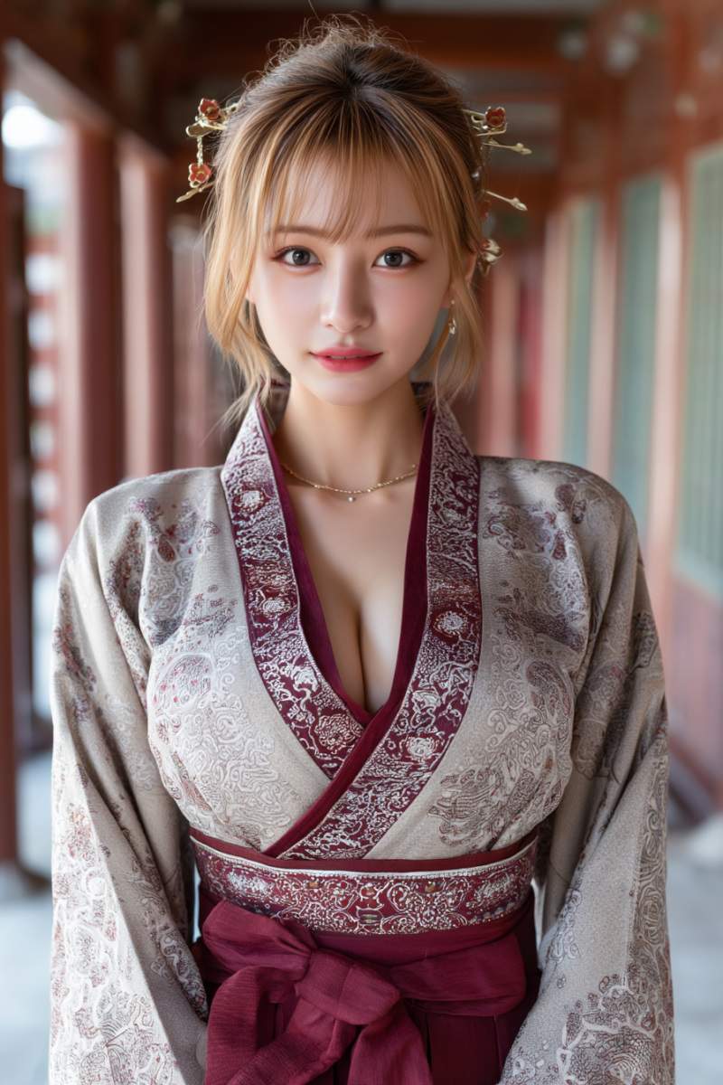 Nara-period Japan fashion: Tang-influenced layered silk robes, red hakama, hairpins