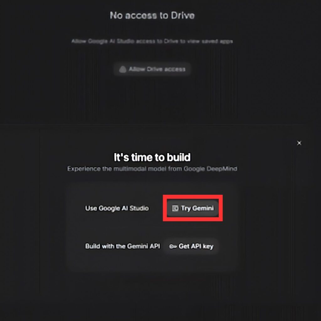 Initial Google AI Studio screen