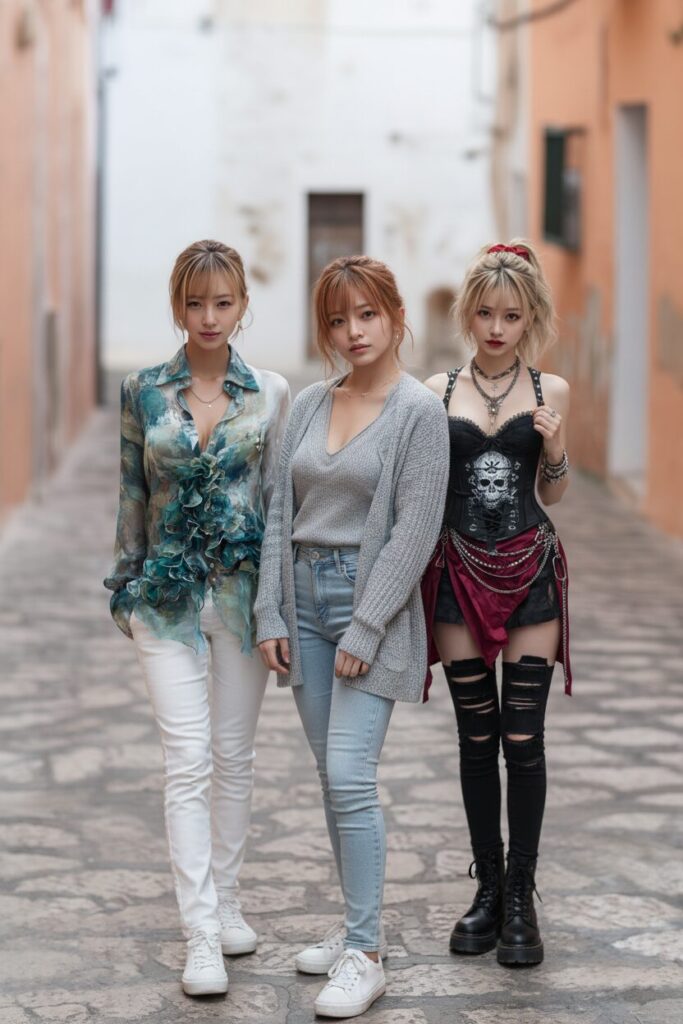 An image of three women composited together.