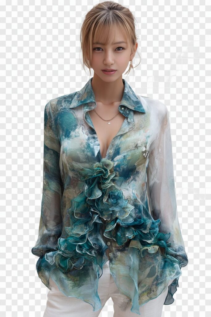 A woman with the background removed.
