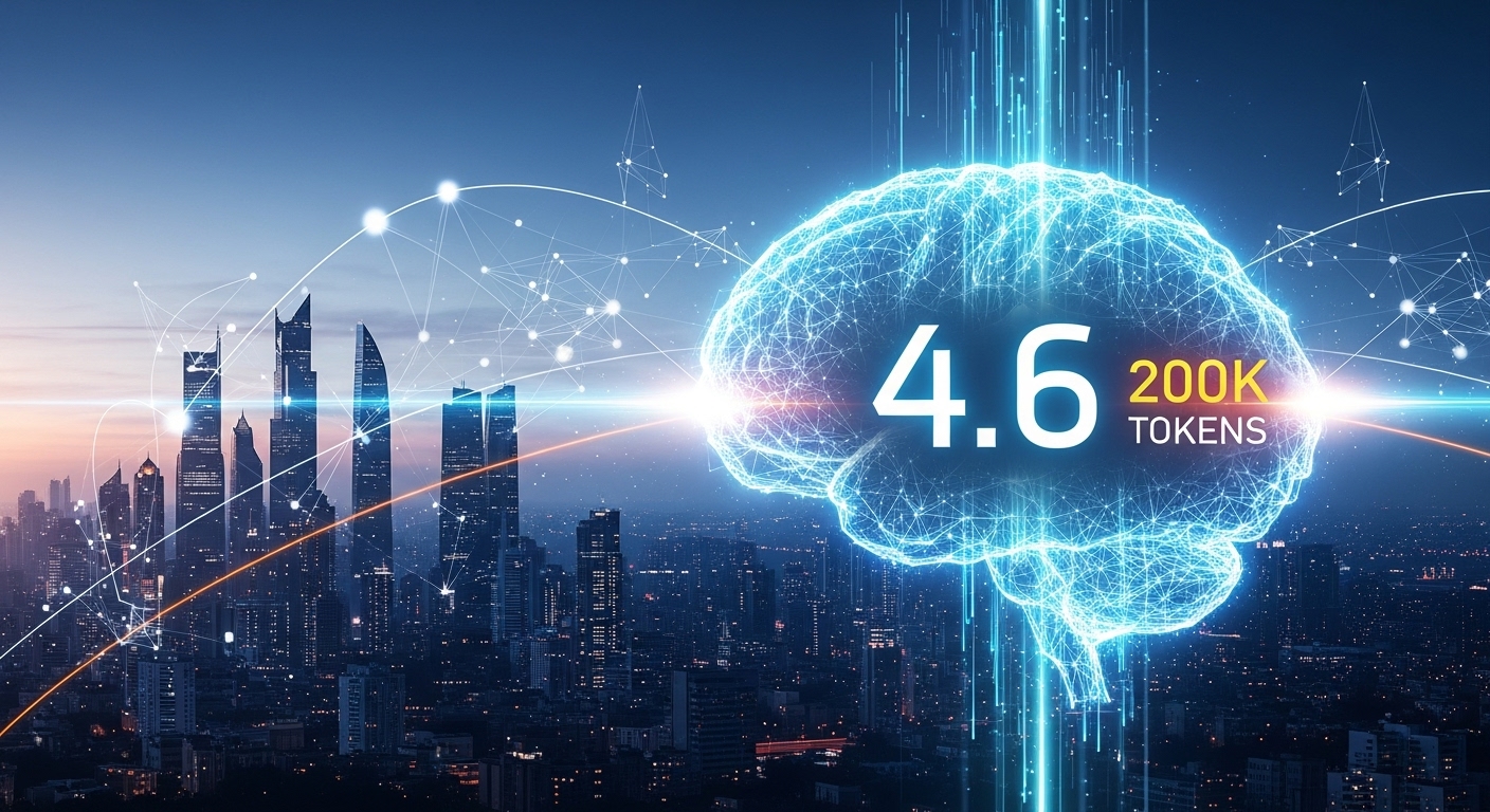 中国Z.aiが発表した大規模言語モデルGLM-4.6の技術的な進化と、世界市場に与える影響を示すイメージ