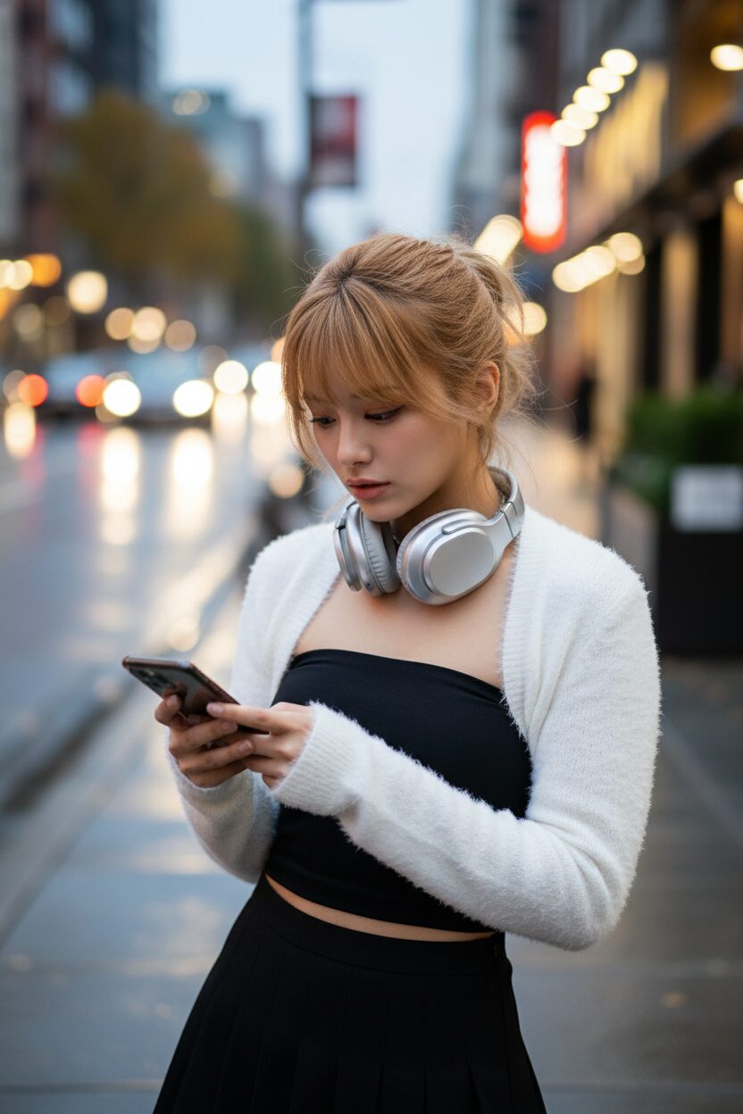 K-POPアイドル風ファッションの日本人女性