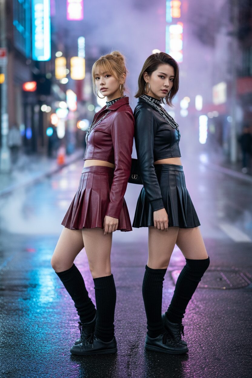 背中合わせでポーズをとる2人の日本人女性ダンサー