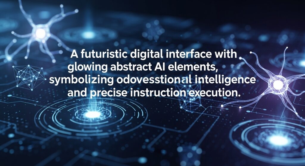 未来的なAIインターフェースと、親しみやすい会話を交わす人間の横顔。GPT-5.1 Instantのロゴが光っている。