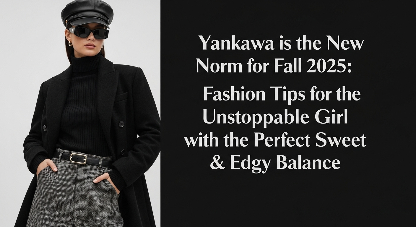 2025年秋のトレンド「ヤンカワ」ファッションに身を包んだ日本人女性。黒のライダースジャケットにピンクのチュールスカートを合わせ、東京のストリートに立つ姿。