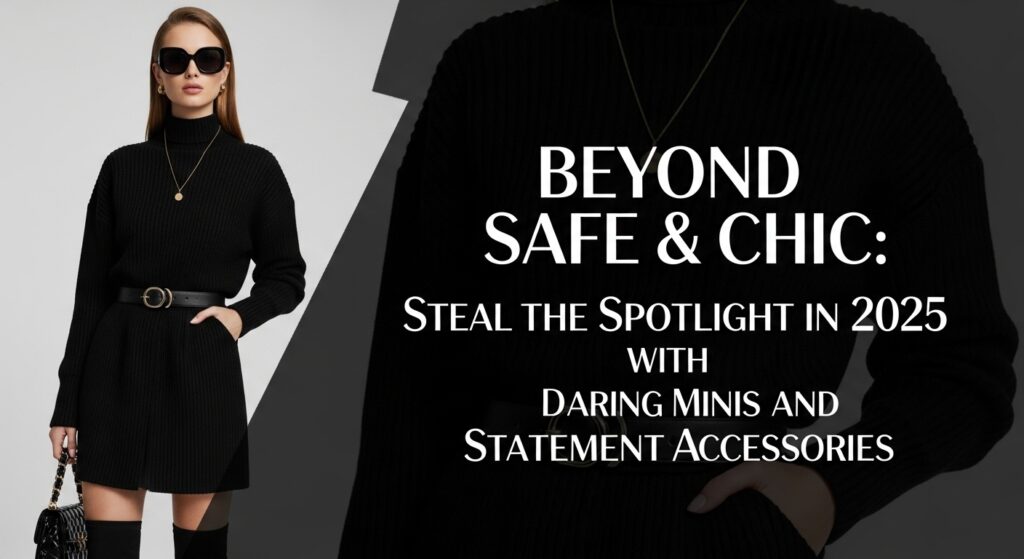 2025年のパーティースタイルを体現する、スパンコールのミニドレスと大ぶりのアクセサリーを身に着けたおしゃれな女性