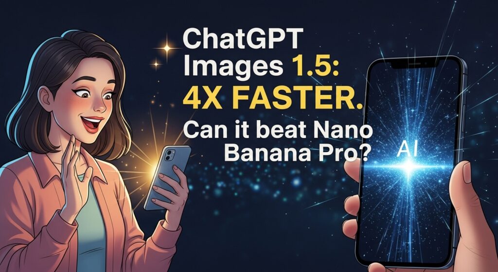 ChatGPT Images 1.5とNano BananaのAI画像生成対決のイメージイラスト。