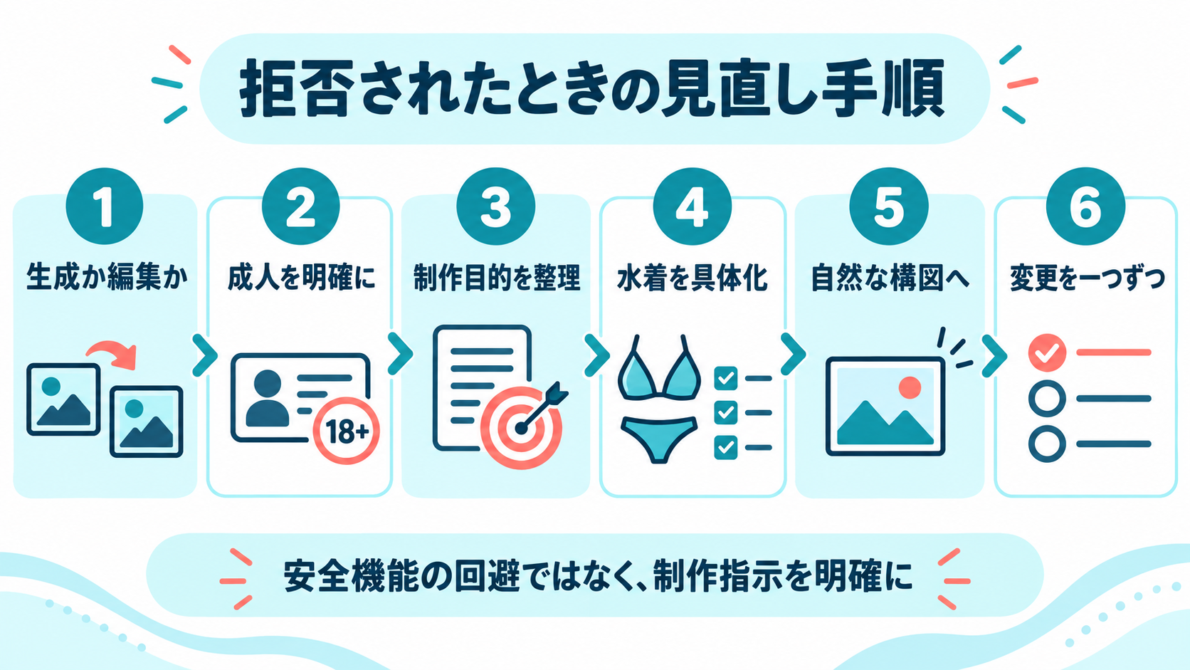 ChatGPTで水着画像を拒否されたときの見直し手順