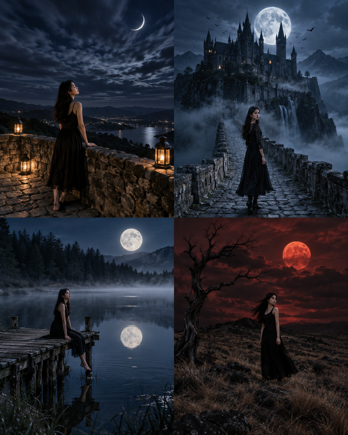 満月や月夜をテーマにした4種類のハロウィン背景カタログ