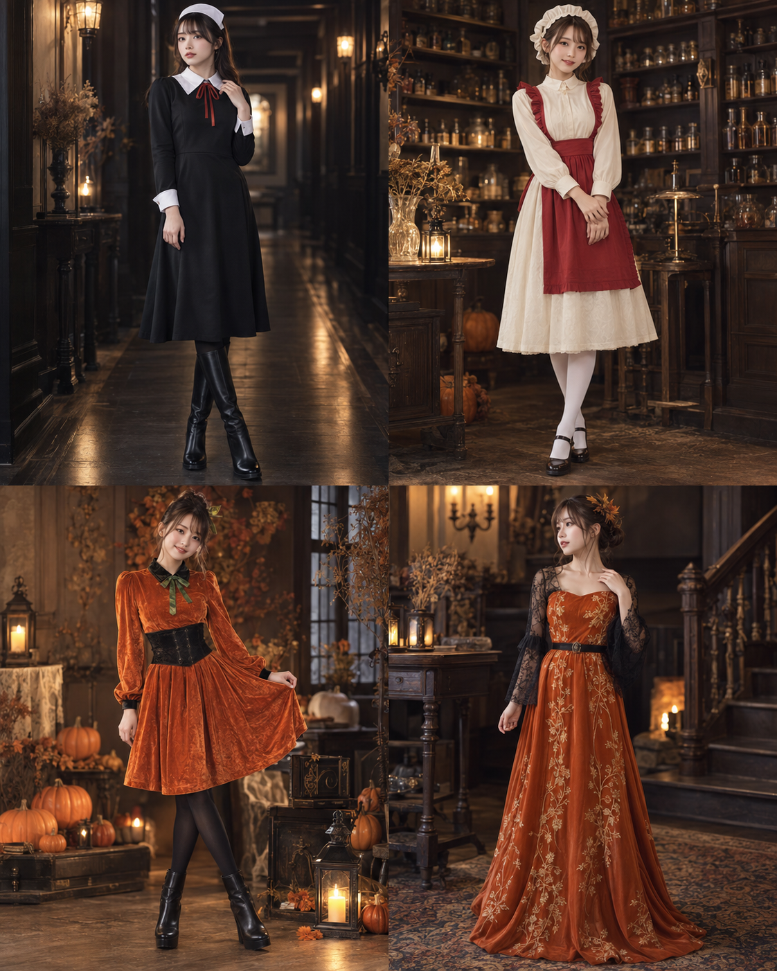 ハロウィンナースとパンプキンをテーマにした4種類の衣装カタログ