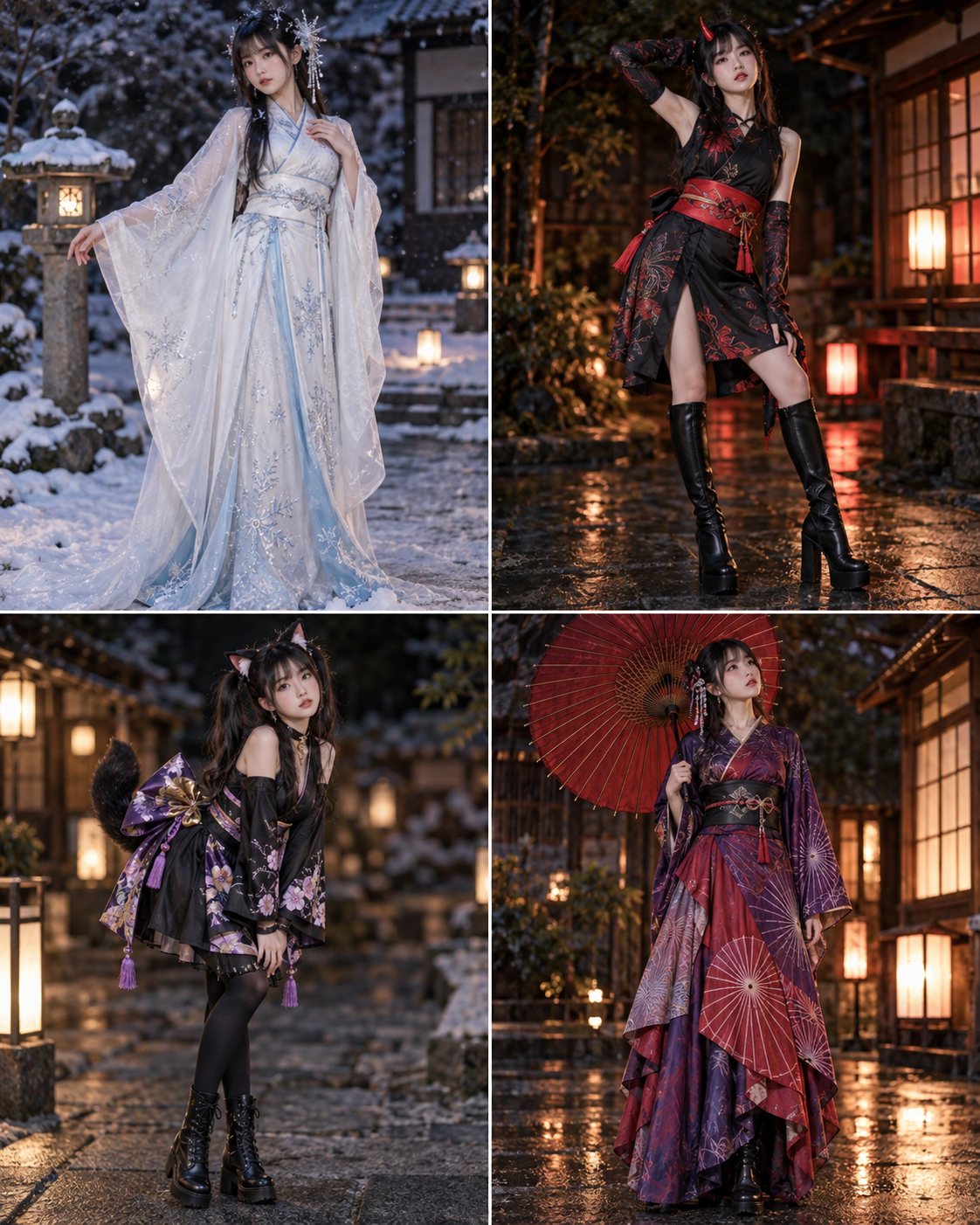狐や雪女など和風妖怪をテーマにした4種類のコスプレカタログ