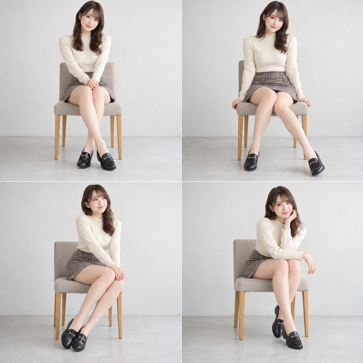 椅子でできる脚と足のポーズ4種類の比較