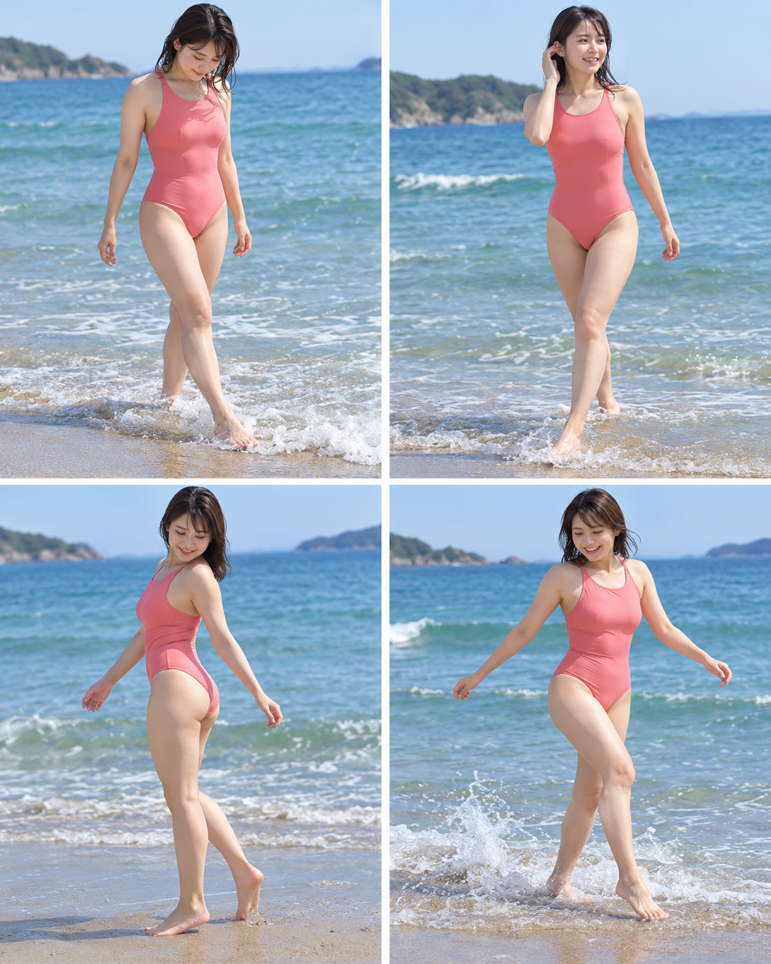 歩く・動きのある水着ポーズ4種類を比較した水着ポーズカタログ