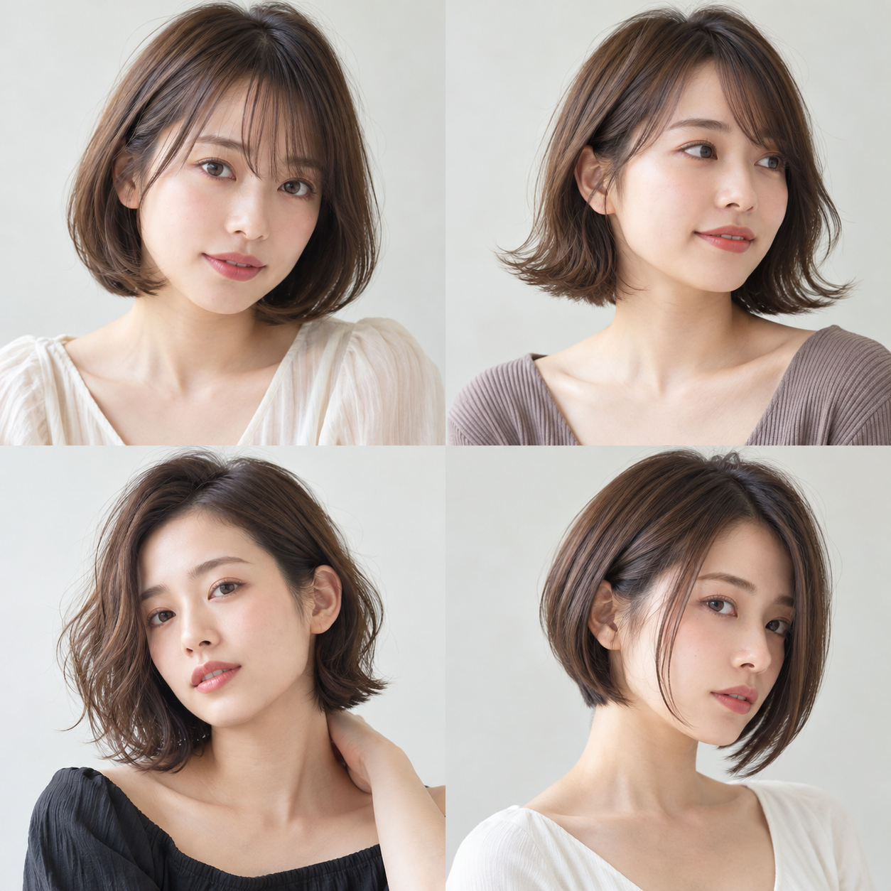 ボブヘアの4種類を比較した作例画像