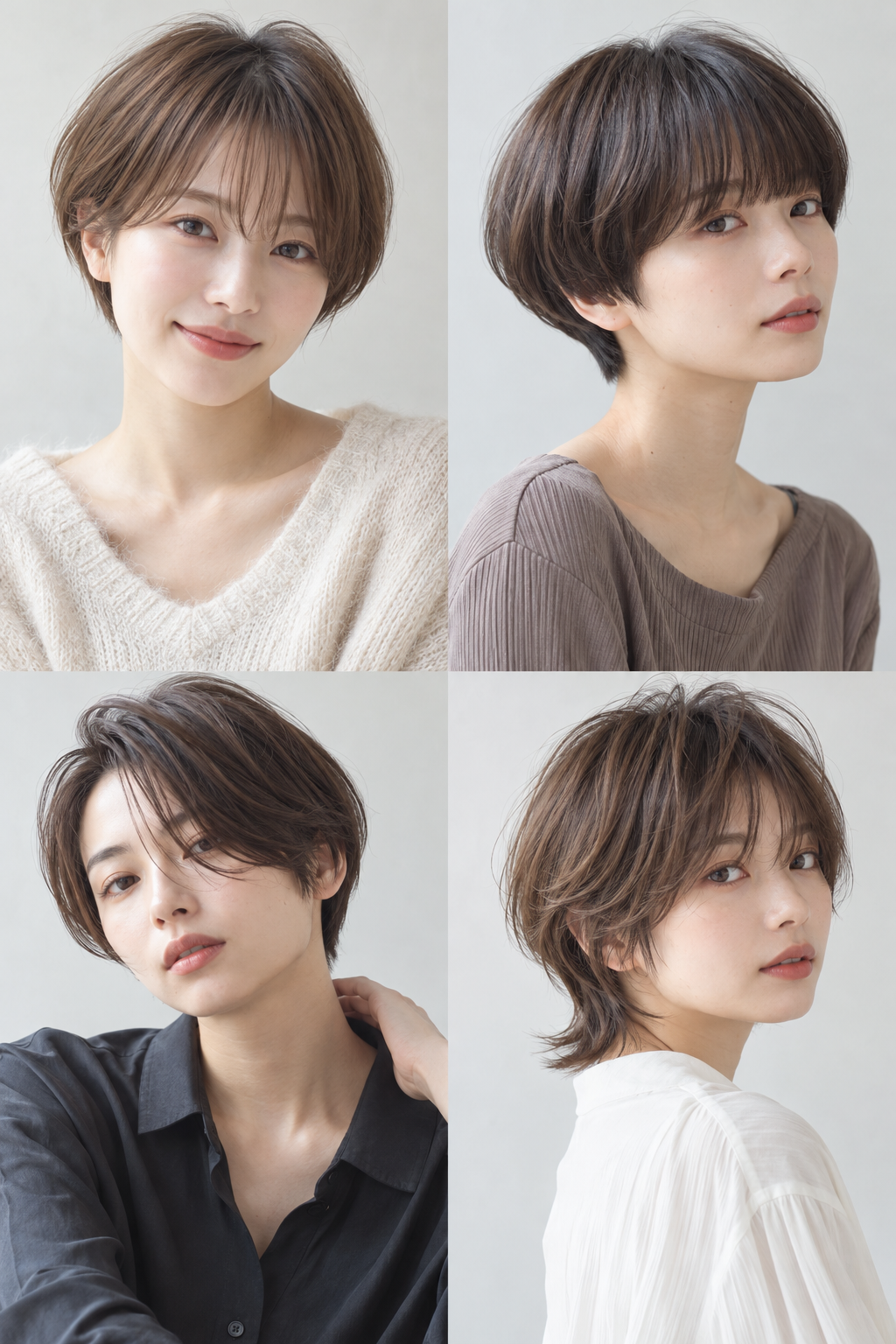 ショートヘアの4種類を比較した作例画像